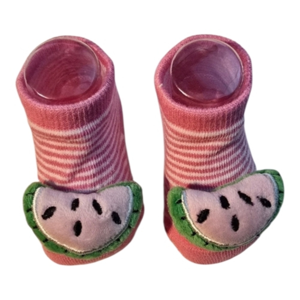 Watermelon Rattle Booties and Headbands Set - Picture 6 of 9